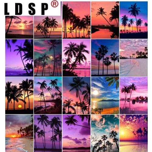 LDSP Home Decor Full Square/Round Drill 5D DIY Diamond Painting Sunset Scenery Tree Cross Stitch Embroidery Mosaic Living Room
