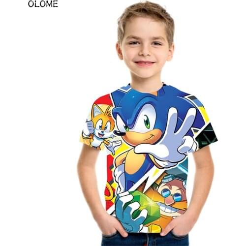 OLOME Theme Animation 3D Summer Boys T-shirt Anime Characters Graphic Childrens Short Sleeves Tees Unisex Funny Printed Tops