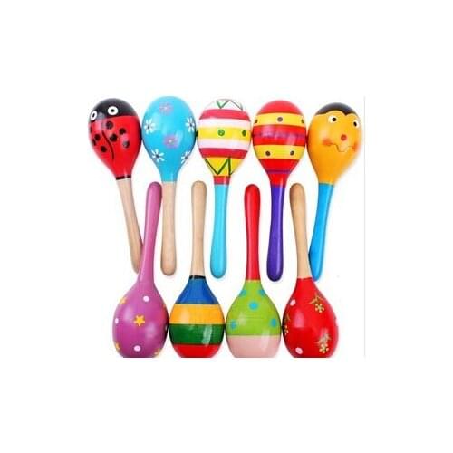 Hot Sale Baby Toys Wooden Toy Rattle Cute Mini Baby Sand Hammer Maracas Musical Instrument Toys For Kids 10pcs/lot