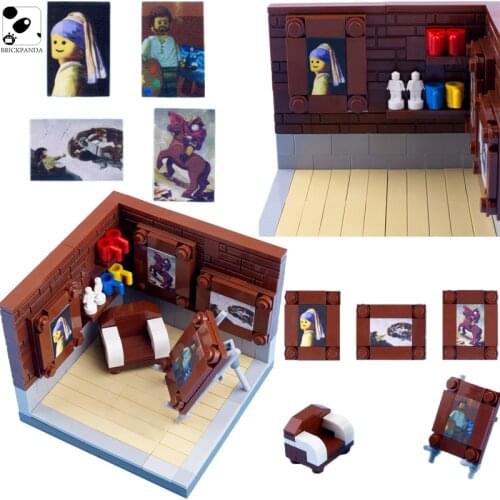 City Mini Scene Studio Building Blocks Minifigs Painter Accessories Mural Printing Decoration Children Educational Toy Bricks