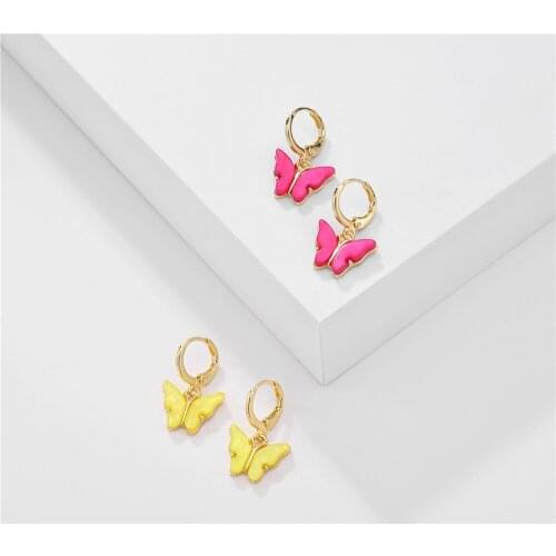 New Earring Jewelry Fashion Multi-color Butterfly Shape Earring Pendant For Women 2021 Simple Earrings Party Gift