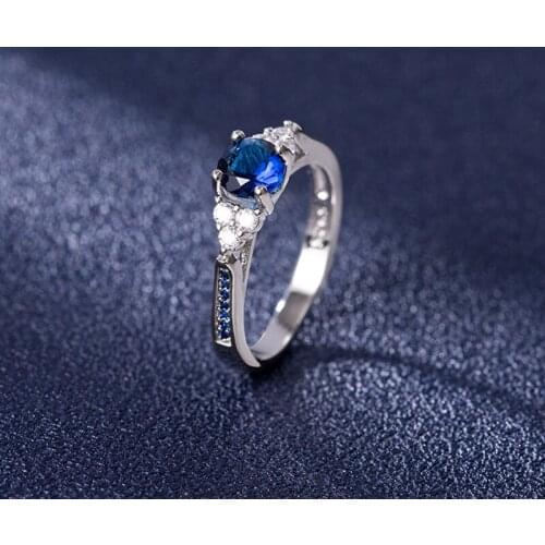 Fashion delicate water drop blue crystal sapphire gemstones diamonds rings for women white gold silver color bague bijoux gifts