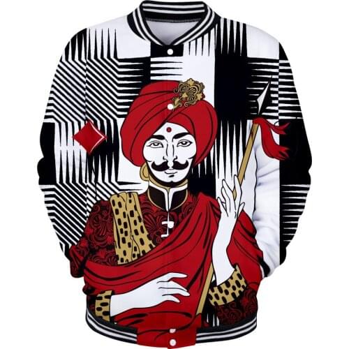 Funny King Queen Poker 3D Print men/Womens Jacket Sweatshirts Streetwear Cosplay Long Sleeve boy/girls winter baseball uniform