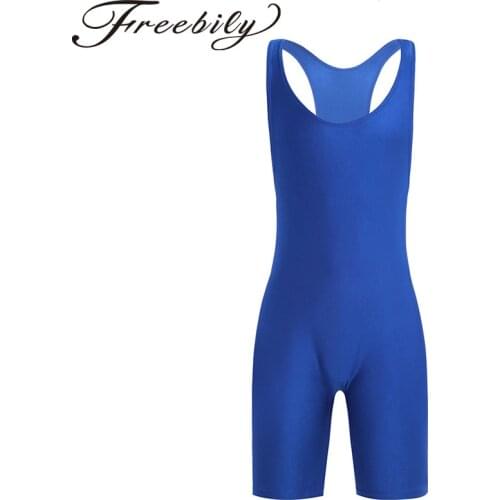 Mens One-piece Sleeveless Solid Modified Wrestling Singlet Boxer Briefs Tight Bodysuit Underwear Stretchy Gymnastics Body Suit