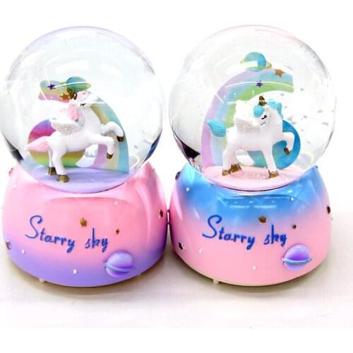 Music night light snowflake rotating snow globe music box new year gift Pegasus birthday gift for friend Type christmas