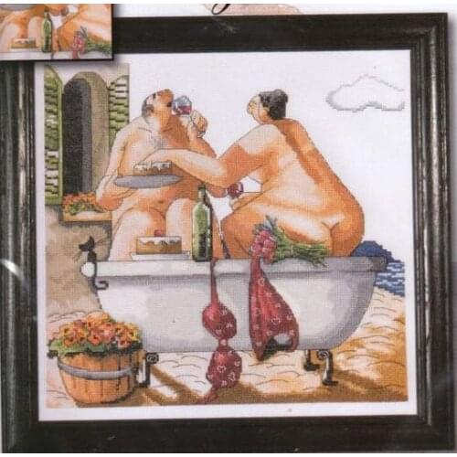 HIGH quality 14CT Cross Stitch Stitches Embroidery Kits Funny Bath Eeating Design Works 40x40cm CS-303WM FREE shipping