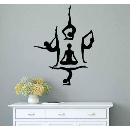 Yoga Wall Stickers Lifestyle Yoga Pose Gymnastics Sport Art Murals Vinyl Wall Decals Girls Room Decoration Wallpaper Poster