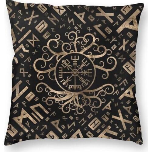 Vibrant Vegvisir Tree Of Life Viking Square Throw Pillow Cover Decoration Two Side Print Vikings Valhalla Cushion Cover for Sofa