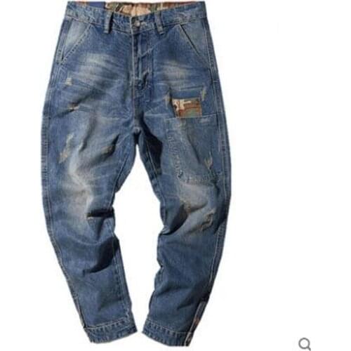 New Male Sweatpants HIPHOP crotch pants men denim Jeans men baggy pants trousers Harem Pants