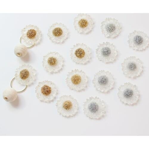 New style 50pcs/lot 26mm Transparent cartoon sunflowers shape resin flatback flower beads diy jewelry earring/garment accessory