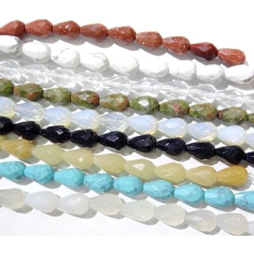 Wholesale 8x12mm Natural Agates tiger eye stone Faceted Teardrop shape Beads for Jewelry Making DIY Bracelet 13pcs strand