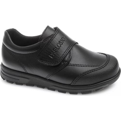 Pablosky, collegial leather shoe, with reinforced toe, absorbent cushioning insole and antibacteria, velcro closure