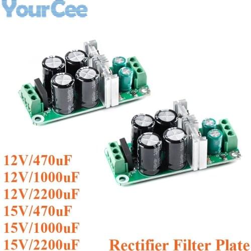 Dual Power Filter Board Module Amplifier Positive and Negative Rectification Filter Board Power 12V 15V/470uF 1000uF 2200uF