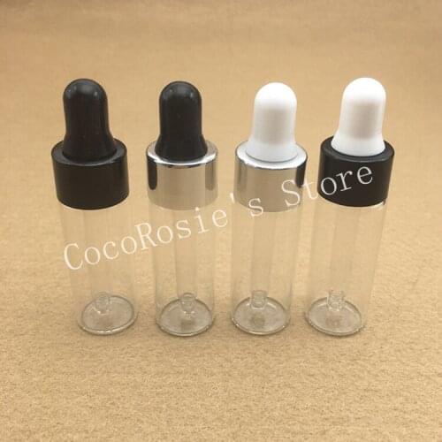 50pcs/lot 5ml clear dropper bottle clear essential oil bottle transparent glass essential oil vial glass bottle