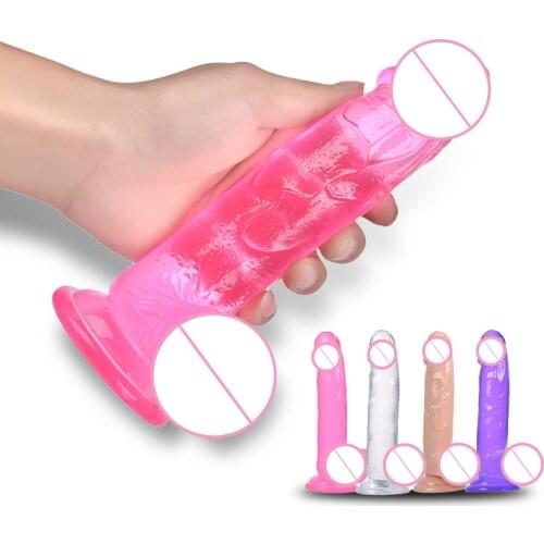 Realistic Dildos Crystal Strong Suction Cup Different Inch Strap On Dildos for Women