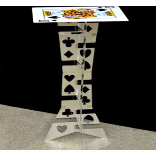 Aluminum Magic Folding Table Alloy (Silver,Poker Pattern) Magic Tricks, Magician Best Table Stage Close Up Illusions Accessories