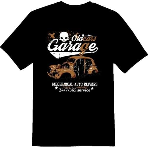 Old cars garage mechanical auto repair black or white tee