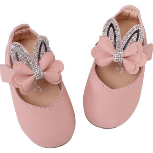 Girls Shoes Butterfly Knot Flats Baby Rhinestone Mary Janes Shoes Little Girl Toddler Shoes Rabbit Ear Princess Shoes