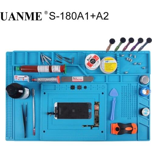UANME Heat Insulation Silicone Pad Desk Mat Maintenance Platform for BGA Soldering Repair Work Station+Screw Parts Position