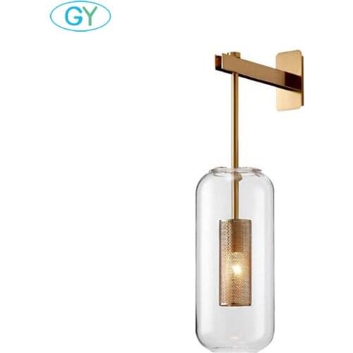 Loft Vintage Industrial Edison Wall lights Clear Glass Lampshade Antique black bronze Wall sconces lighting modern lantern lamp