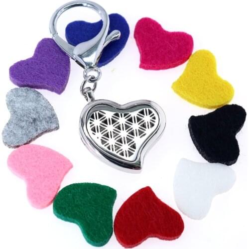 20pcs Colorful heart shape Aromatherapy Felt Pads Fit for heart shape Essential Oil Diffuser Locket color randomly
