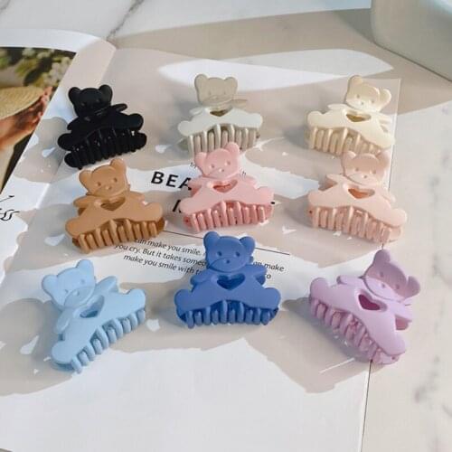 Candy Color Bear Hairpins Girls Kids Acrylic Hair Clips Matte Hair Claws Crab Hair Accessories Hair Styling Tools Hair Crab