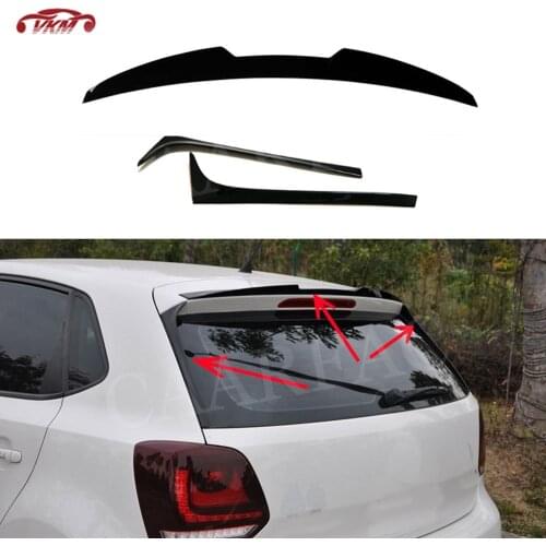 Rear Roof Spoiler Side knife Wings for Volkswagen VW Polo Standard 2011-2018 Not GTI R ABS Piano black Trim Aprons Winglet