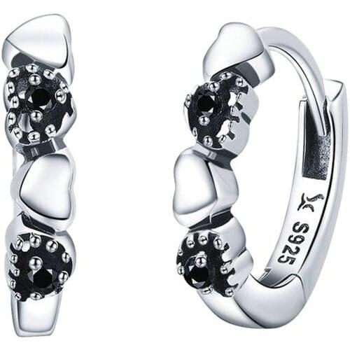 925 Sterling Silver Heart to Heart Hoop Earrings Silver for Women Sterling Silver Jewelry Valentines Day Gift SCE445