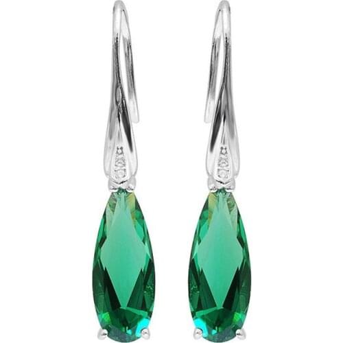 Female Green Crystal Earrings Waterdrop Eardrop For Women Girls Zircon Jewelry Dangle Stud Accessories Wedding Gift