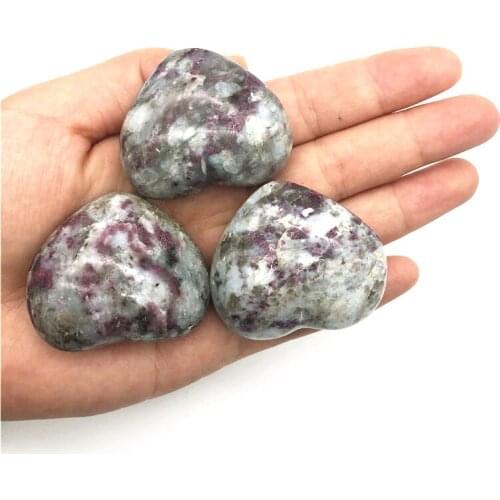 1 Piece Natural Plum Blossom Pink Tourmaline Crystal Heart Polished Crystal Heart Gifts Decoration Natural Quartz Crystals