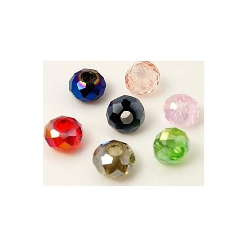 100pcs Electroplate AB Color Roundelle Glass Beads Faceted Loose Spacer Beads for Jewery Making 10x7mm Hole: 3mm