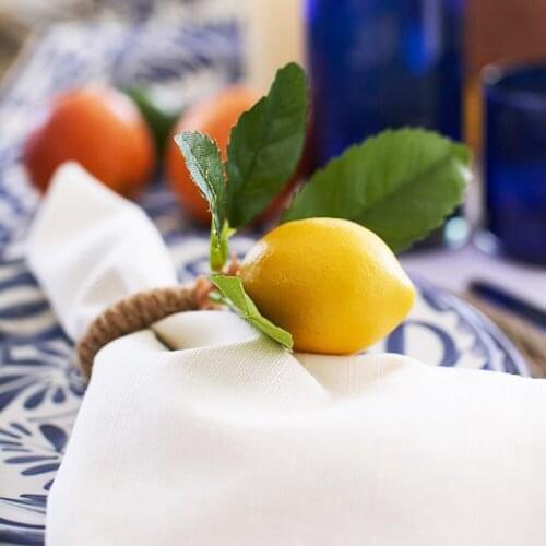 12Pcs Simulation Lemon Plant Napkin Ring Fruit Meal Buckle Hotel Model Room Napkin Ring