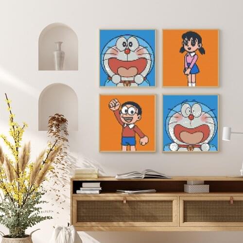 4800 Toy Doraemon Pixel Art Mosaic Brick Building Blocks Tinkerbell Big Bear Diy Toy Landscape Wall Decoration Birthday Gift