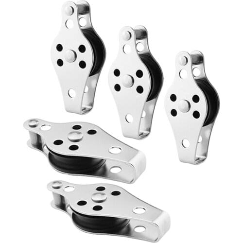 5 Pcs or 1Pc Stainless Steel 316 Pulley Blocks Rope Runner Kayak Boat Accessories Canoe Anchor Trolley Kit for 2mm to 8mm Rope