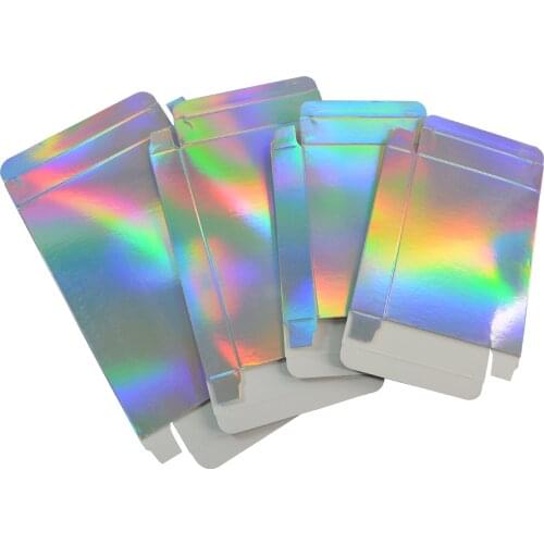 50 Pcs Holograms Laser Paper Box Cartons Small Gift Box Package Cosmetics Jewelry Packaging Cardboard Boxes
