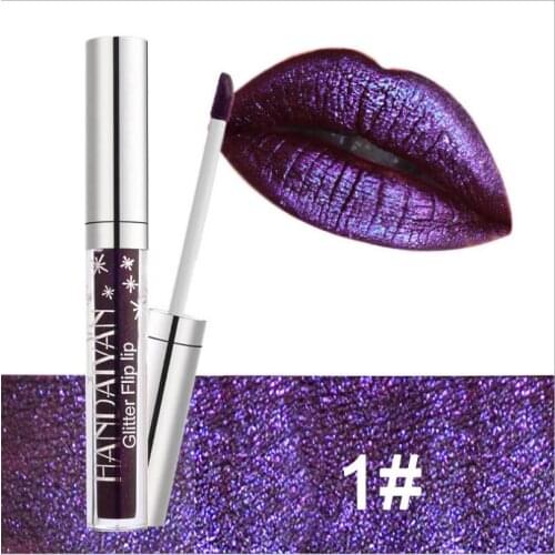 7 Color Glitter Long Lasting Waterproof Shimmer Shiny Red Lip Gloss Make Up Metallic Blue Purple Pink Liquid Lipsticks T1548