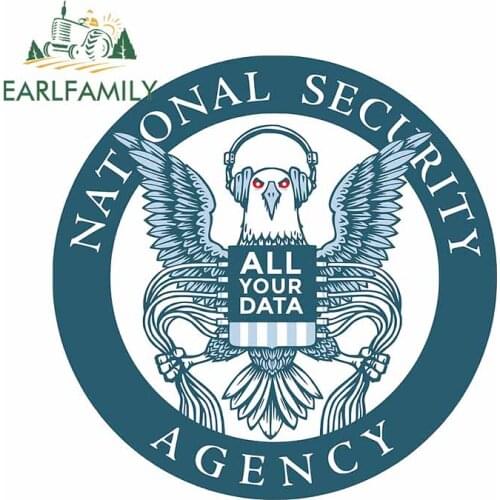 EARLFAMILY 13cm x 12.7cm for National Security Agency Eagle Headset Car Stickers Windshield Decal Personality Cartoon Decoration