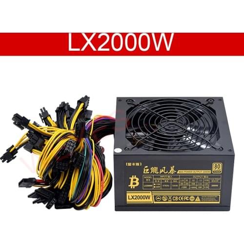 2000W PSU Power Supply For Computer 8 Video Card Mining Bitcoin Miner ATX PC 110V-220V ETH ETC ZEC ZCASH DGB XMR