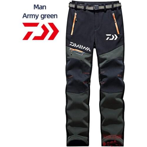 Daiwa Mens and Womens Leisure Sports Waterproof Fishing Pants Outdoor Breathable Plus Velvet Warm Camping Hiking Fishing Pants