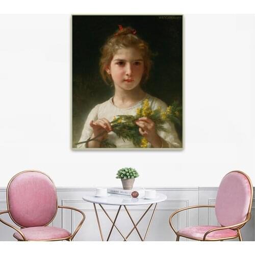 Citon William Adolphe Bouguereau《Mimosa》Canvas Oil Painting Artwork Poster Picture Modern Wall Decor Home interior Decoration