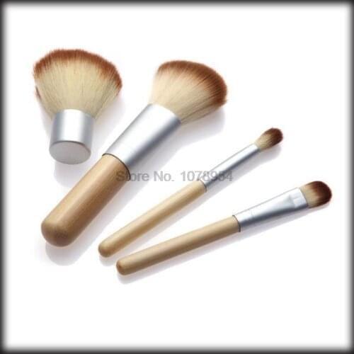 By dhl or ems 100 sets Fashion 4pcs/set BAMBOO Portable Makeup Brushes Make Up Make-up Brush Cosmetics Set Kit Tools