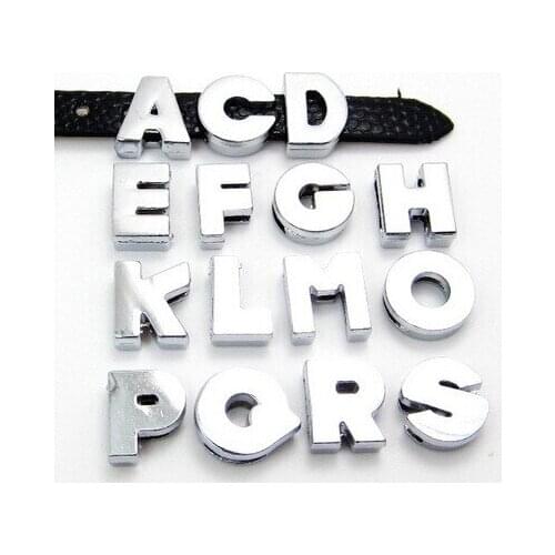 8MM Smooth Plain Chrome Slide Letters 20PCS/lot " N--Z Can Choose Each Letter " Fit For DIY Keychains & Pet Collar