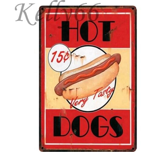 [ Kelly66 ] HOT DOGS VERY TASTY Metal Sign Tin Poster Home Decor Bar Wall Art Painting 20*30 CM Size y-1487