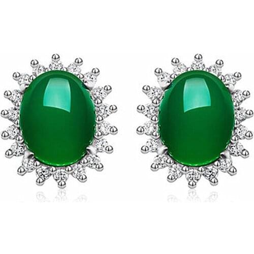 Chinese Natural Green Chalcedony Hand-carved Water Drop Earrings Fashion Boutique Jewelry Men and Women Earrings Popular Gifts