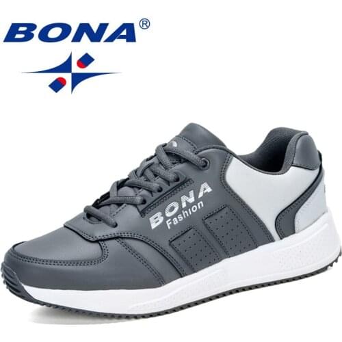 BONA 2020 New Arrival Action Leather Running Shoes Men Top Quality Multicolor Man Fashion Sports Sneakers Male Jooging Footwear