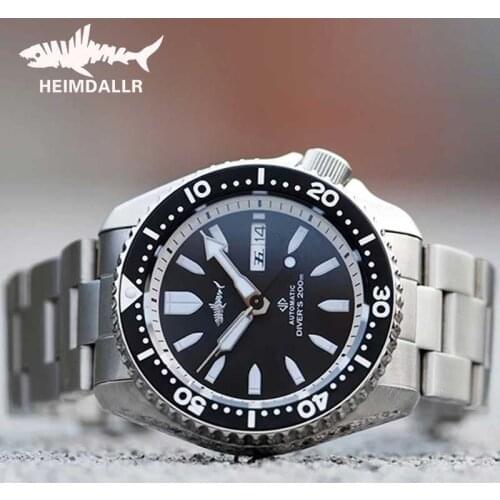 HEIMDALLR SKX007 Mens Retro Sapphire Mechanical Watch White Dial Luminous NH36A Mov Automatic Diving Watch 200M Diving Watch