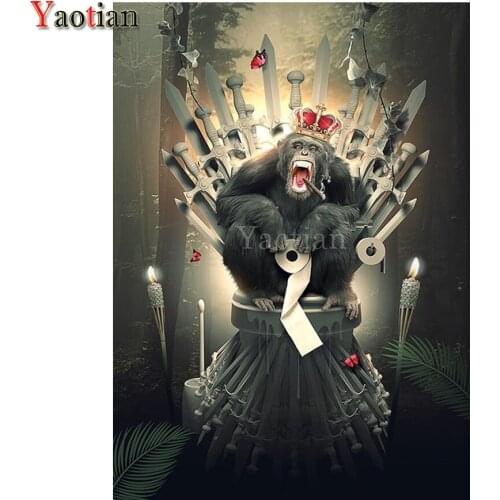 Movie Monkey Funny Animal 5D DIY Diamond Painting Cross Stitch Kit Mosaic Diamond Embroidery Full Square round Drill