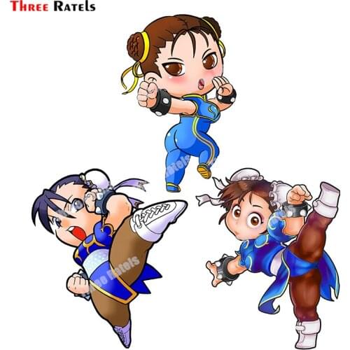Three Ratels B449 Anime Game Chibi Chun Li Fights Stickers For Audi A8 Door FuelTank Cap Decoration Waterproof Decals
