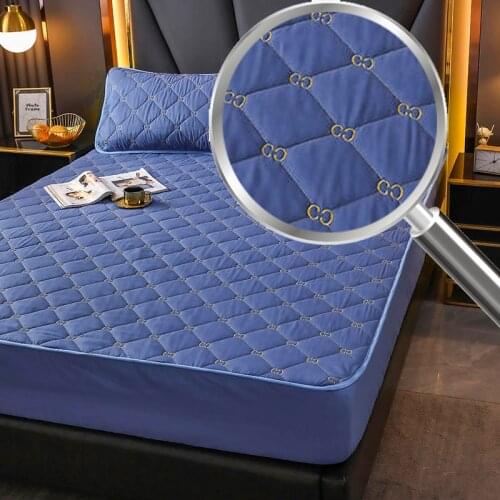 Non-slip Fitted Sheet Style Breathable Mattress Bed Cover for All Season Embroidery Bedding Luxury Queen King Size Bedspread