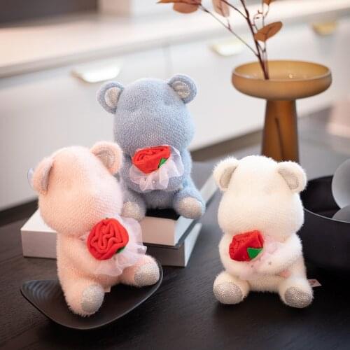 New soft Cartoon Rose Teddy Bear Plush Toys Soft Stuffed Bear Hold Rose Doll Lovely Romantic Birthday Wedding Party Decor